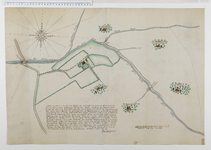 2206 Kaart van het erf Cleyn Honthorst met de omliggende percelen. Met aantekening van een geprojecteerde waterlozing ...
